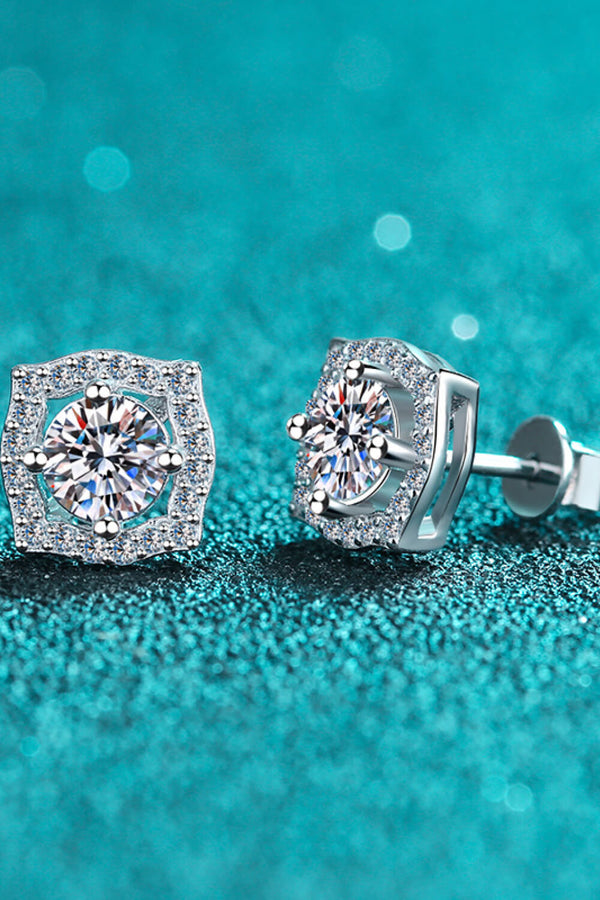 1 Carat Moissanite Geometric Stud Earrings-Teresa's Fashionista LLC