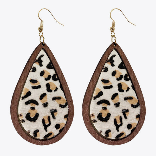 Teardrop Shape Wooden Dangle Earrings-Teresa's Fashionista LLC