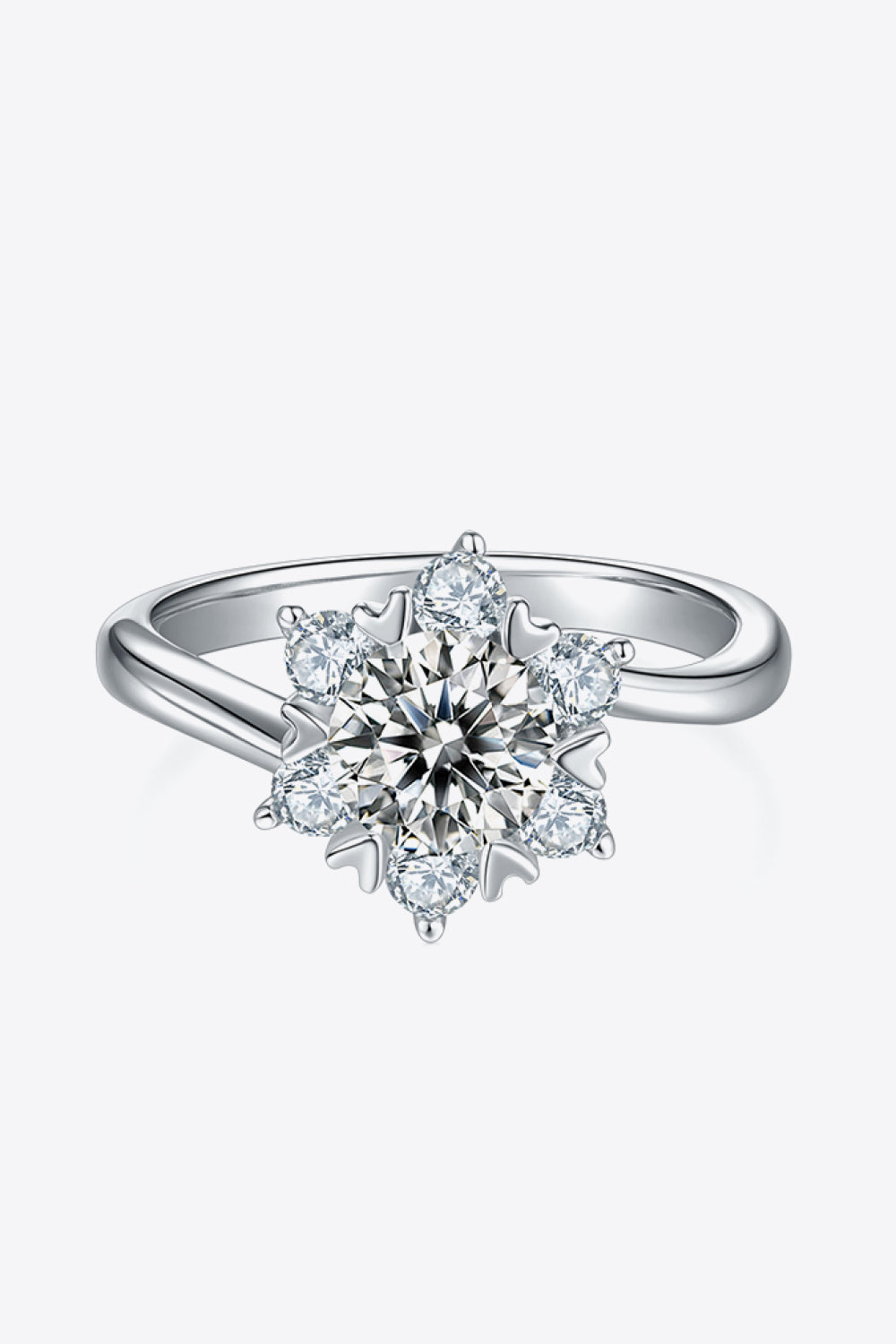 1 Carat Moissanite 925 Sterling Silver Cluster Ring-Teresa's Fashionista LLC