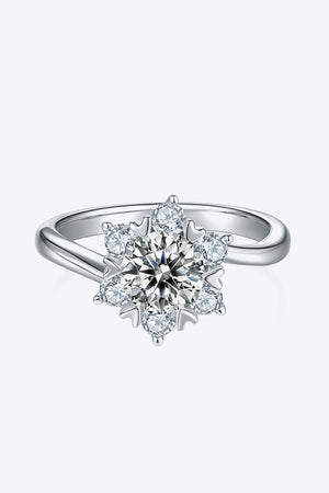 1 Carat Moissanite 925 Sterling Silver Cluster Ring-Teresa's Fashionista LLC