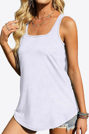 Curved Hem Square Neck Tank-Teresa's Fashionista LLC