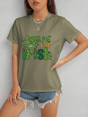 KISS ME I'M IRISH Round Neck T-Shirt-Teresa's Fashionista LLC