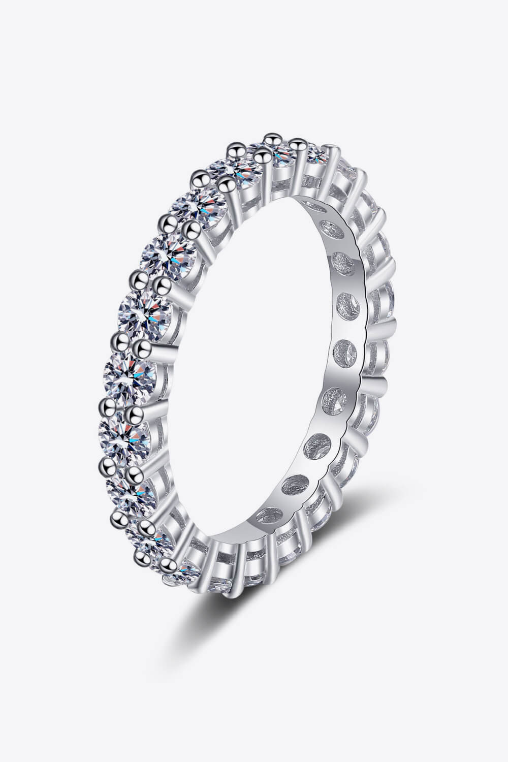 Moissanite Rhodium-Plated Ring-Teresa&#39;s Fashionista LLC