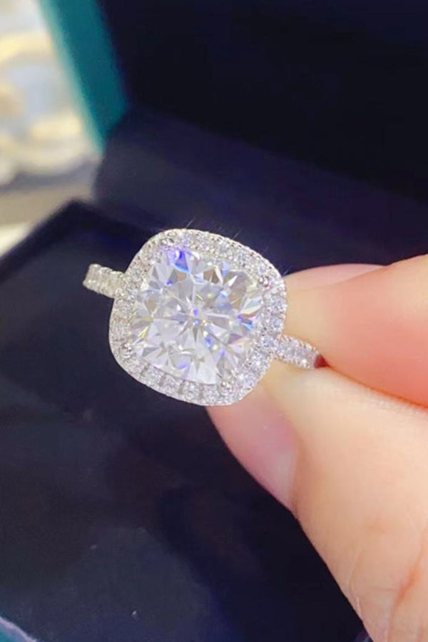 3 Carat Moissanite 925 Sterling Silver Square Ring-Teresa's Fashionista LLC