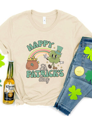 HAPPY ST PATRICK'S DAY Round Neck T-Shirt-Teresa's Fashionista LLC