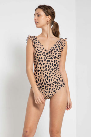 Marina West Swim Full Size Float On Ruffle Faux Wrap One-Piece in Leopard-Teresa's Fashionista LLC