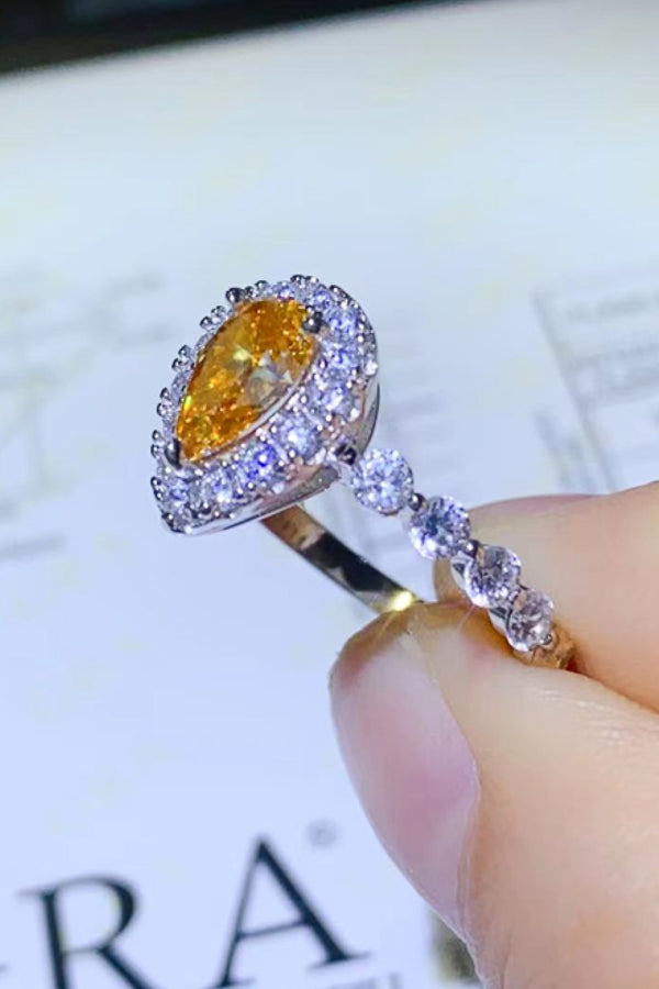 1 Carat Moissanite Contrast Teardrop Ring-Teresa's Fashionista LLC
