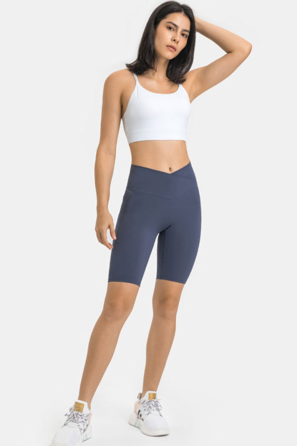 High Waist Biker Shorts with Pockets-Teresa's Fashionista LLC