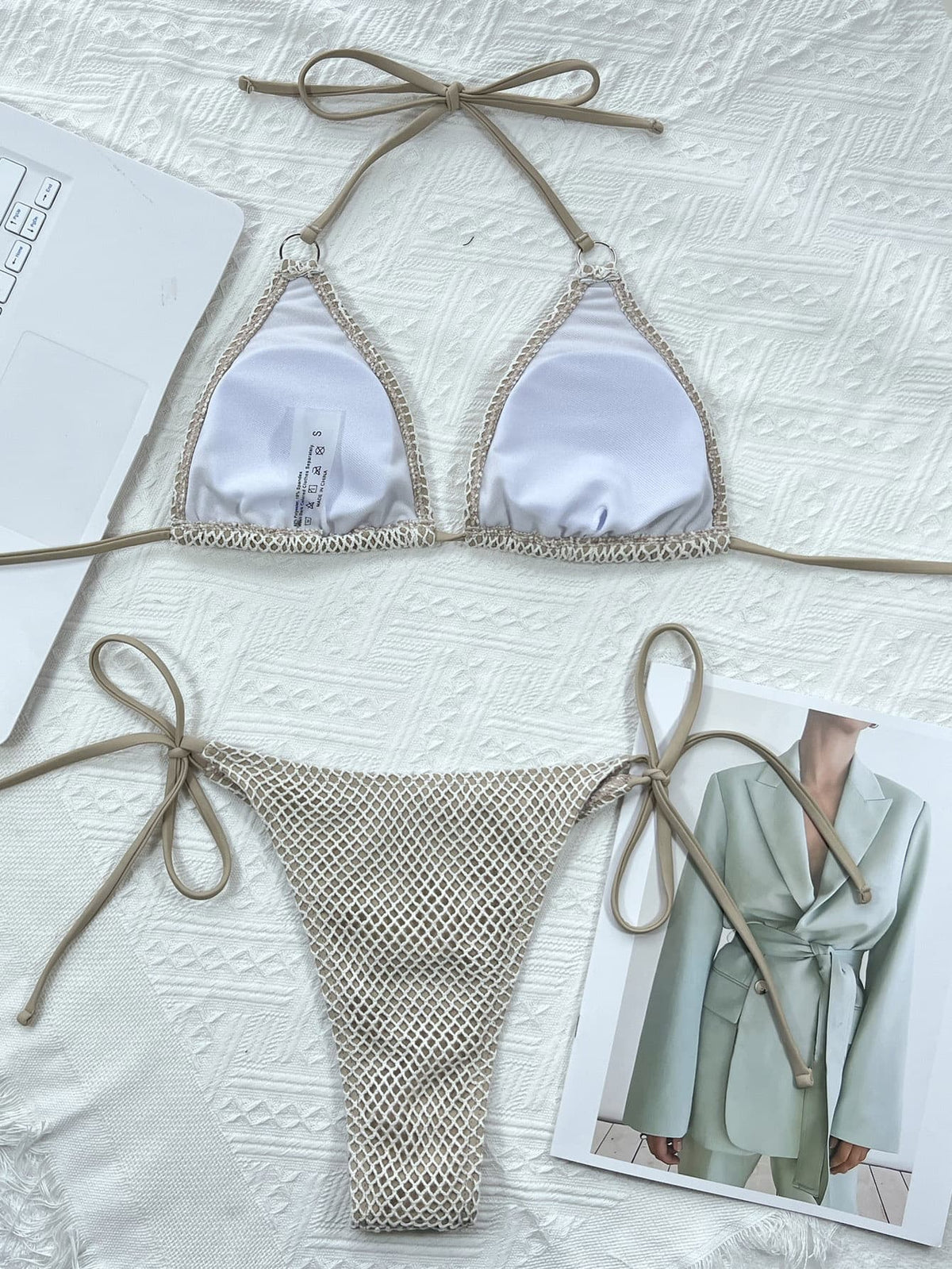 Halter Neck Tie Back Bikini Set-Teresa&#39;s Fashionista LLC