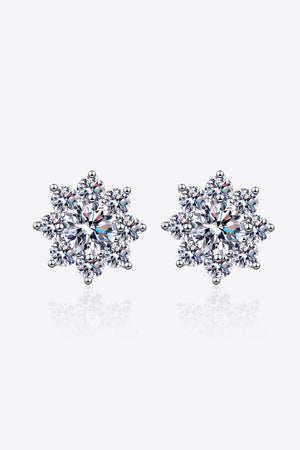1 Carat Moissanite 925 Sterling Silver Flower Earrings-Teresa's Fashionista LLC