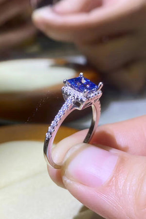 1 Carat Moissanite 925 Sterling Silver Square Ring-Teresa's Fashionista LLC