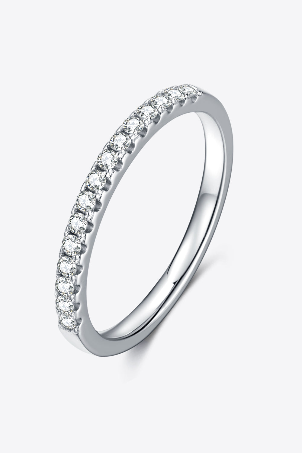 Moissanite Platinum-Plated Half-Eternity Ring-Teresa&#39;s Fashionista LLC