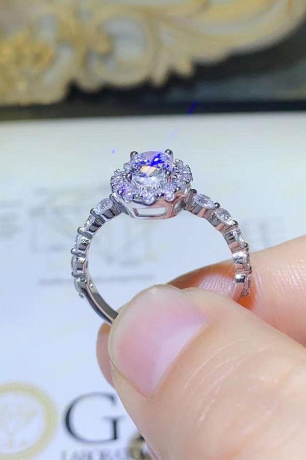 2 Carat Moissanite 925 Sterling Silver Halo Ring-Teresa's Fashionista LLC