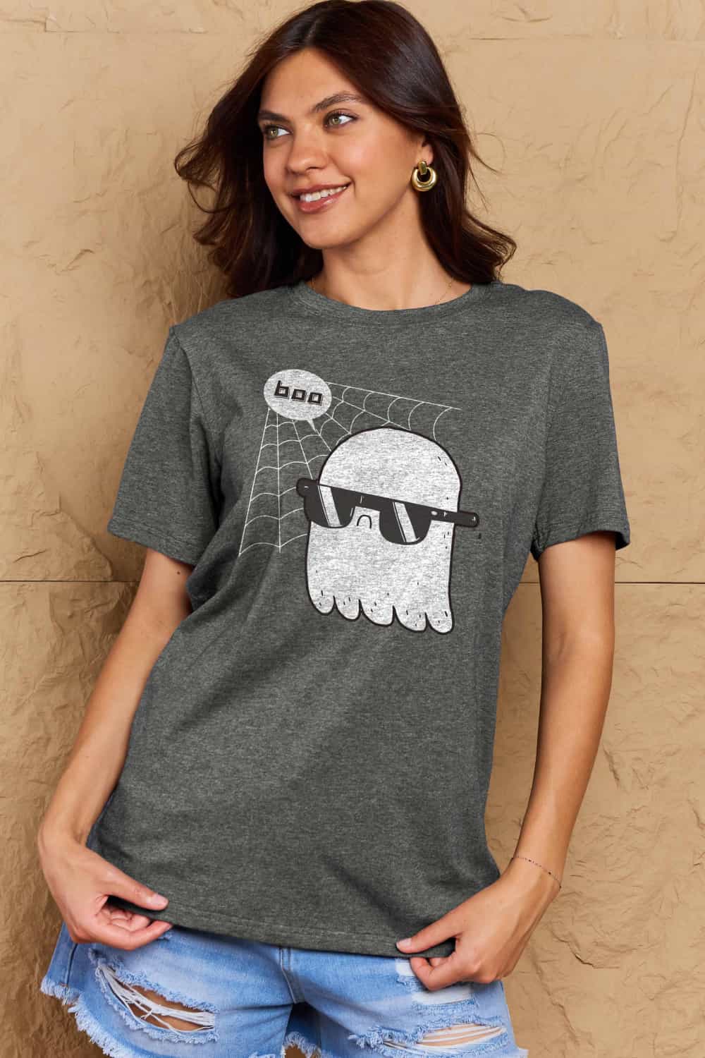 Simply Love Full Size BOO Graphic Cotton T-Shirt-Teresa&#39;s Fashionista LLC