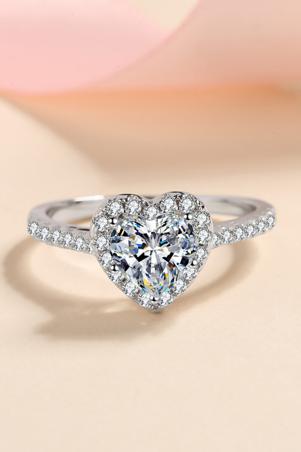 1 Carat Moissanite Heart-Shaped Ring-Teresa&#39;s Fashionista LLC