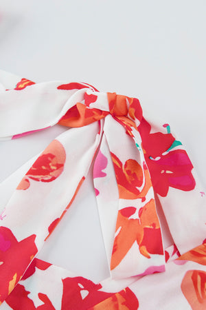 Floral Tie Back Square Neck Blouse-Teresa's Fashionista LLC