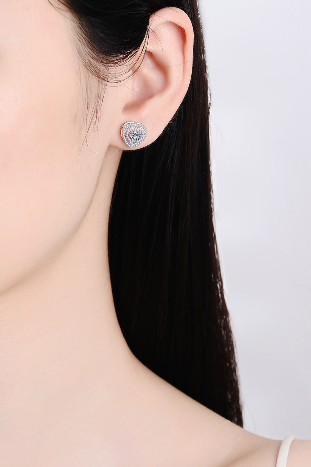 Moissanite Heart-Shaped Stud Earrings-Teresa's Fashionista LLC