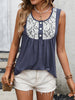 Lace Contrast Scoop Neck Tank-Teresa's Fashionista LLC