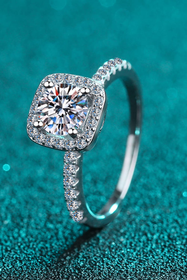 2 Carat Moissanite Square Halo Ring-Teresa's Fashionista LLC