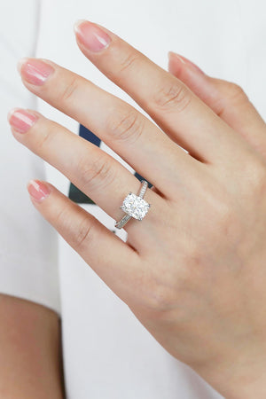 3 Carat Moissanite Platinum-Plated Side Stone Ring-Teresa's Fashionista LLC