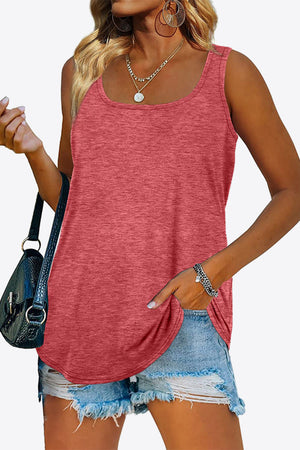 Curved Hem Square Neck Tank-Teresa's Fashionista LLC
