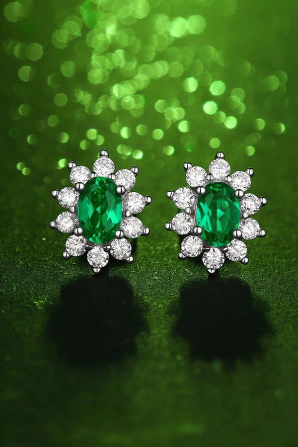 1 Carat Lab-Grown Emerald Stud Earrings-Teresa's Fashionista LLC