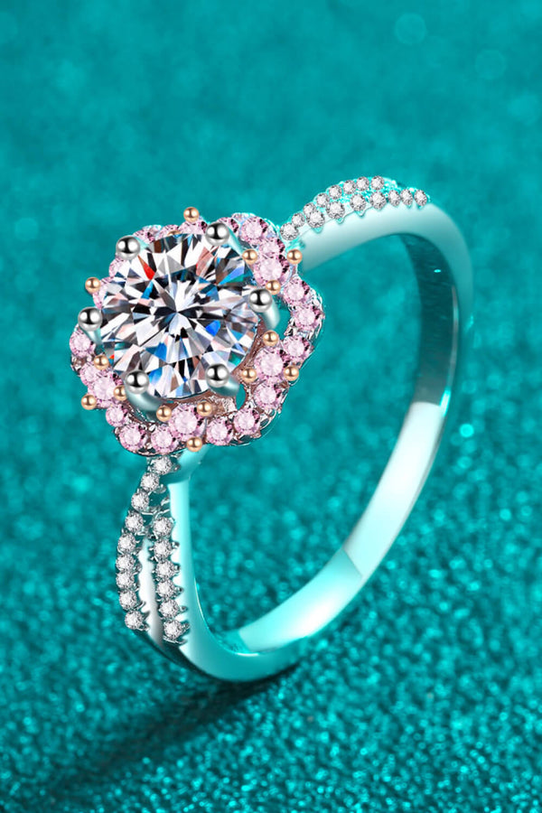 1 Carat Moissanite Flower-Shaped Crisscross Ring-Teresa's Fashionista LLC