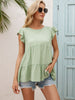 Round Neck Flutter Sleeve Tiered Blouse-Teresa's Fashionista LLC
