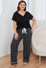 Plus Size V-Neck Top and Plaid Pants Lounge Set-Teresa's Fashionista LLC