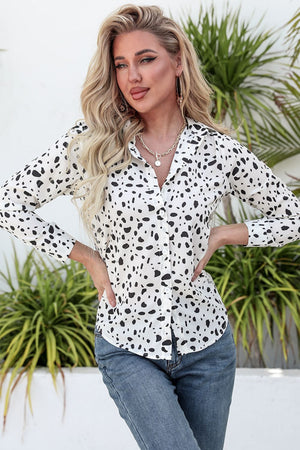 Animal Print Curved Hem Button-Up Shirt-Teresa's Fashionista LLC