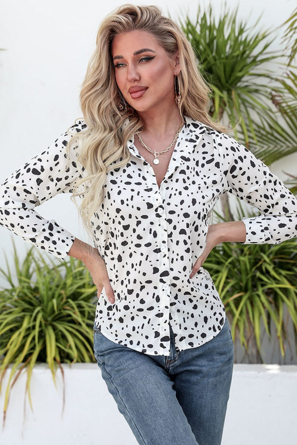 Animal Print Curved Hem Button-Up Shirt-Teresa's Fashionista LLC