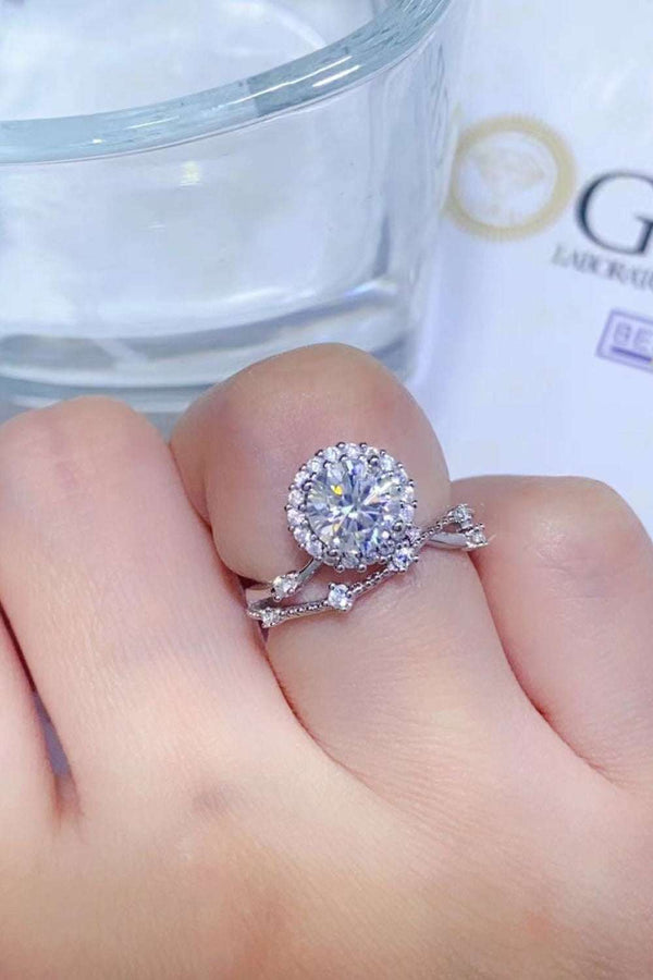 1 Carat Moissanite Platinum-Plated Ring-Teresa's Fashionista LLC