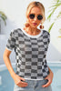 Checkered Short Sleeve Knit Top-Teresa's Fashionista LLC