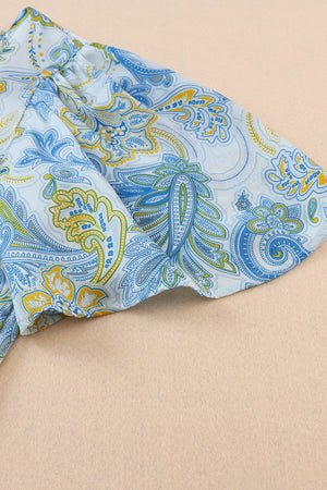Printed Round Neck Short Sleeve Blouse-Teresa's Fashionista LLC