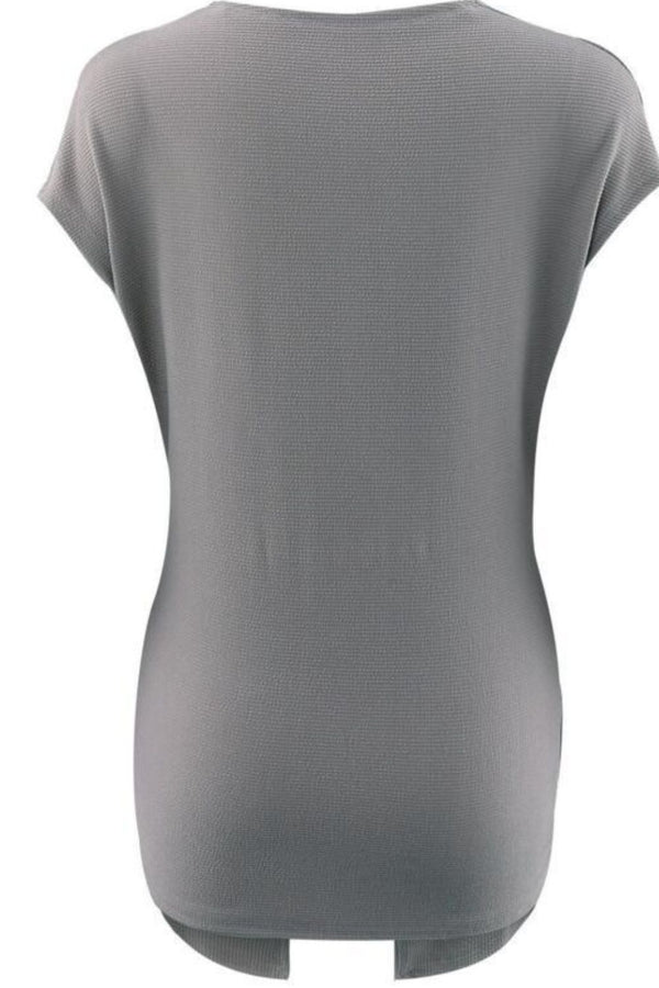 Ribbed Surplice Neck Slit Top-Teresa's Fashionista LLC