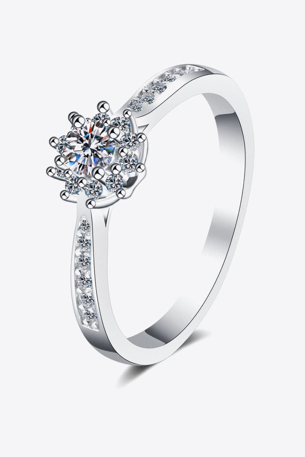Moissanite Rhodium-Plated Snowflake Ring-Teresa's Fashionista LLC