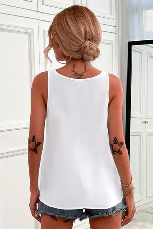 Half-Zip Scoop Neck Tank-Teresa's Fashionista LLC