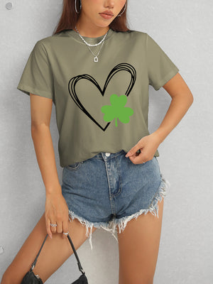 Heart Lucky Clover Short Sleeve T-Shirt-Teresa's Fashionista LLC