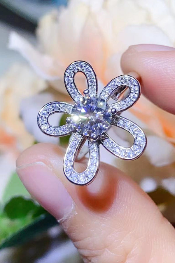 1 Carat Moissanite Flower-Shape Open Ring-Teresa's Fashionista LLC