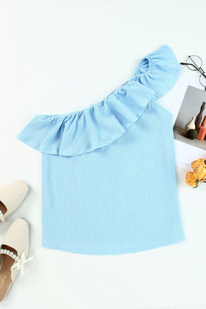 Ruffled One-Shoulder Tank-Teresa's Fashionista LLC