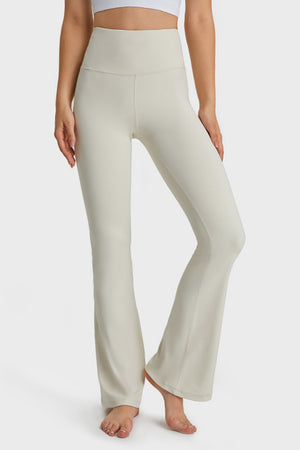 Elastic Waist Flare Yoga Pants-Teresa's Fashionista LLC