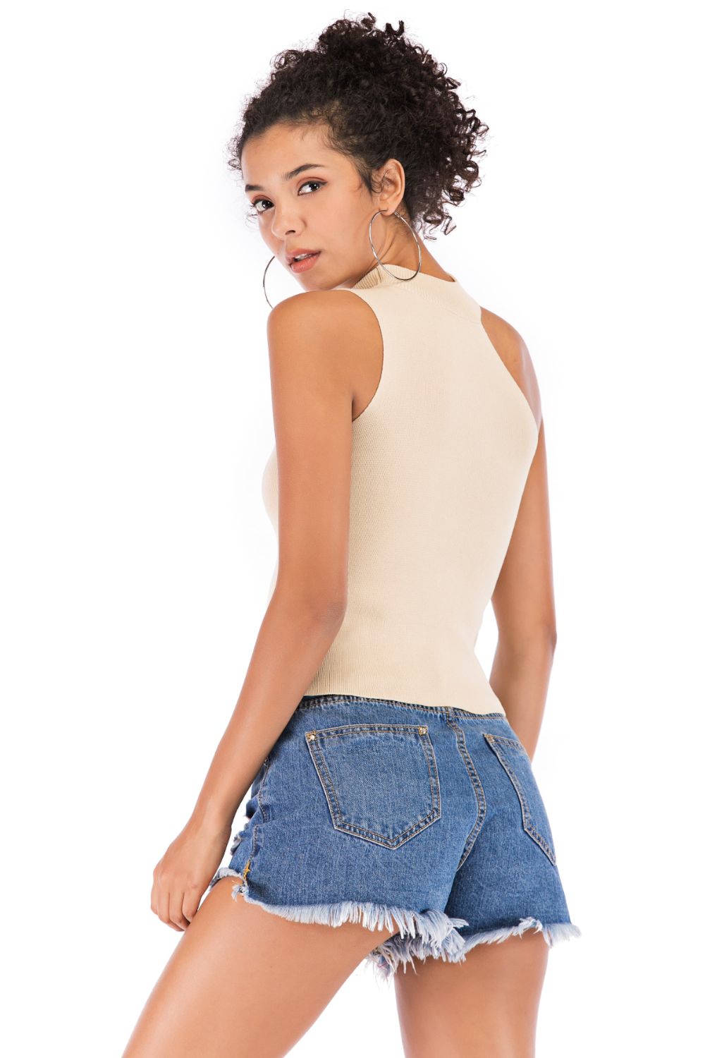 Asymmetrical Sleeveless Rib-Knit Top-Teresa's Fashionista LLC