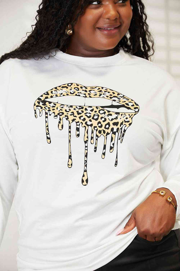 Simply Love Graphic Dropped Shoulder Round Neck Sweatshirt-Teresa's Fashionista LLC