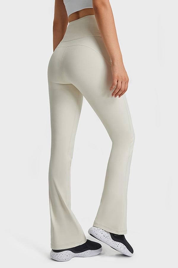 Elastic Waist Flare Yoga Pants-Teresa's Fashionista LLC