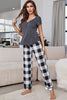 Curved Hem Short Sleeve Top and Plaid Pants Lounge Set-Teresa's Fashionista LLC