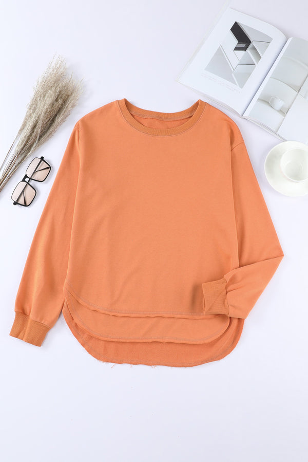 Side Slit Drop Shoulder Sweatshirt-Teresa's Fashionista LLC