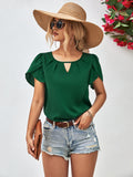 Cutout Round Neck Petal Sleeve Blouse-Teresa's Fashionista LLC