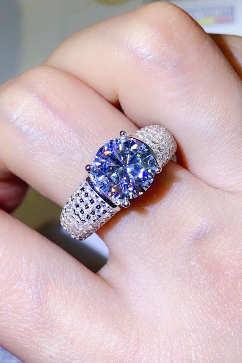 3 Carat Moissanite Side Stone Ring-Teresa's Fashionista LLC