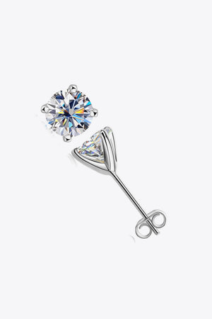 925 Sterling Silver 1 Carat Moissanite 4-Prong Stud Earrings-Teresa's Fashionista LLC