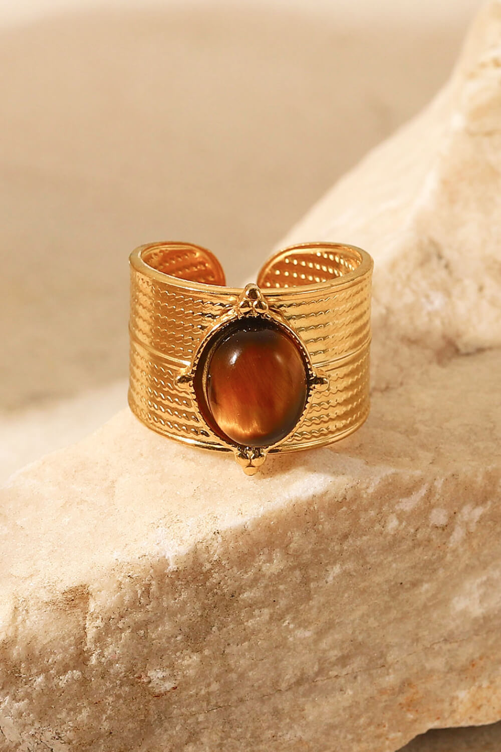 18K Gold-Plated Wide Open Ring-Teresa&#39;s Fashionista LLC